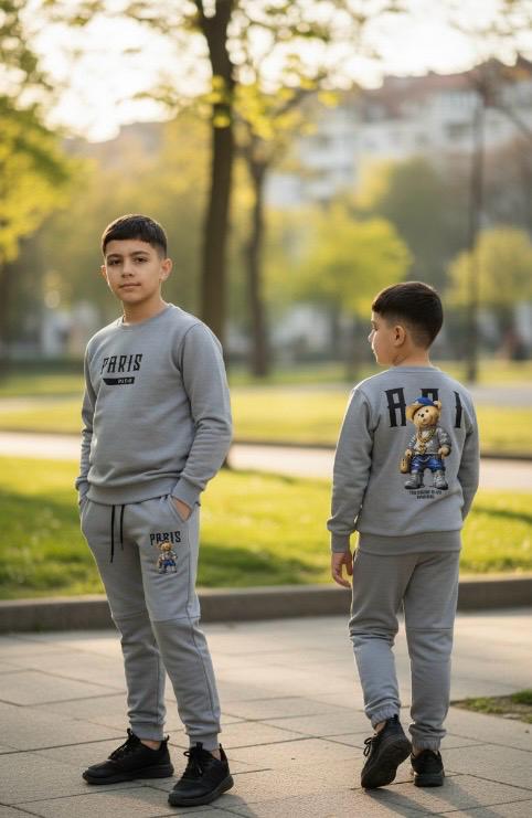 Ensemble jogging enfant imprimé teddy /  Lot de 6 Pièces (Tailles 4 à 14 ans)