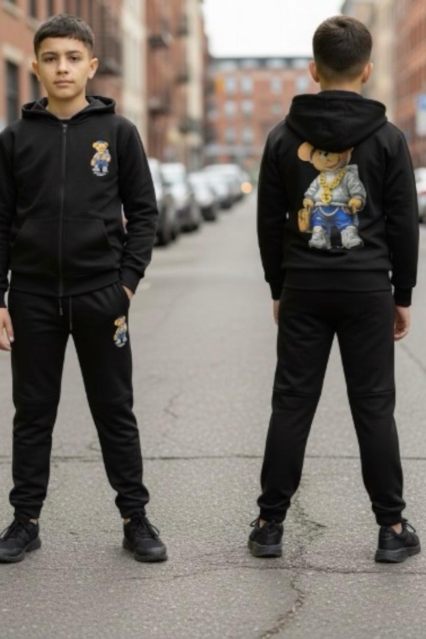 Ensemble garçon jogging imprimé – Veste zippée capuche + pantalon –  Lot de 6 Pièces (Tailles 4 à 14 ans)