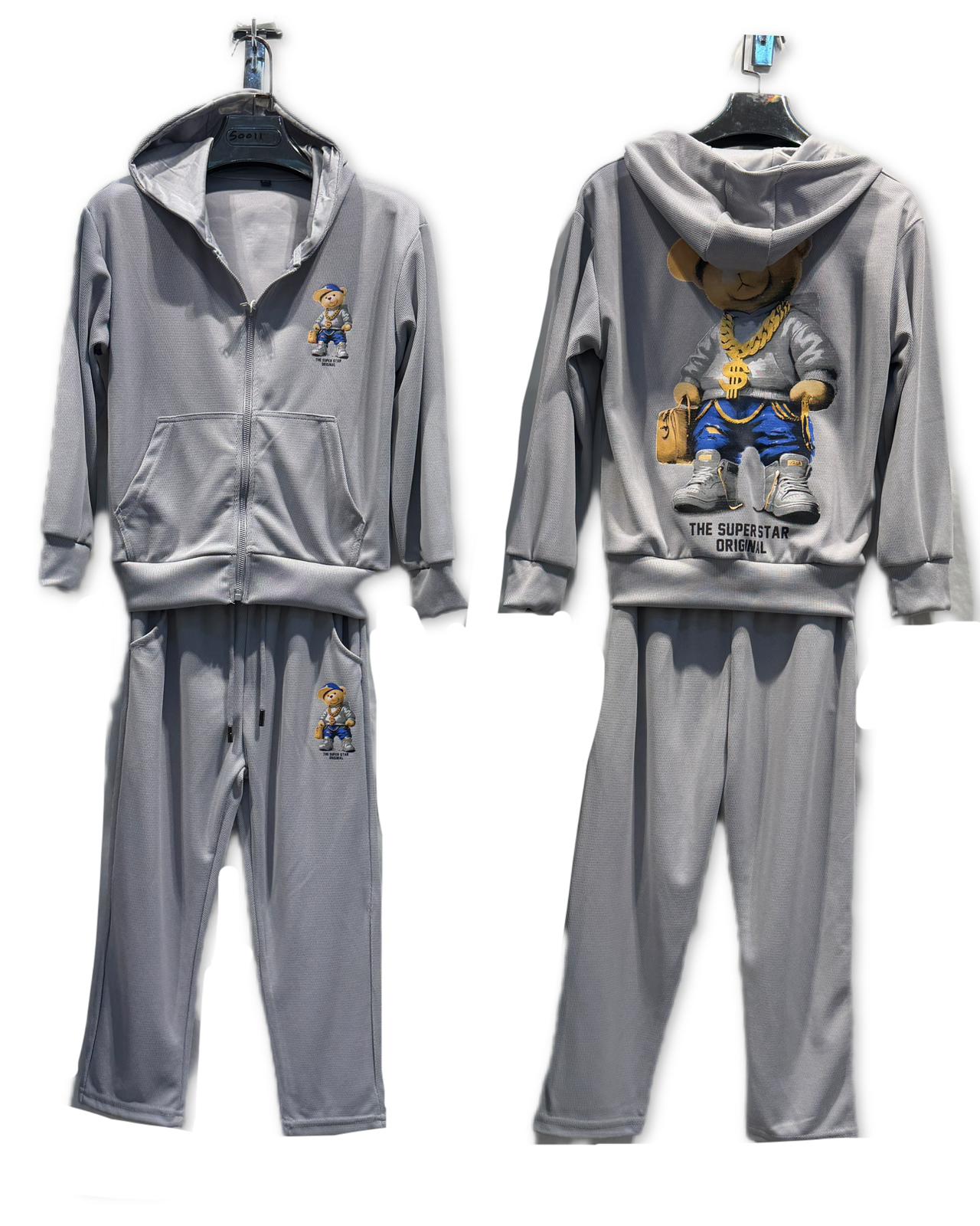 Ensemble garçon jogging imprimé – Veste zippée capuche + pantalon –  Lot de 6 Pièces (Tailles 4 à 14 ans)