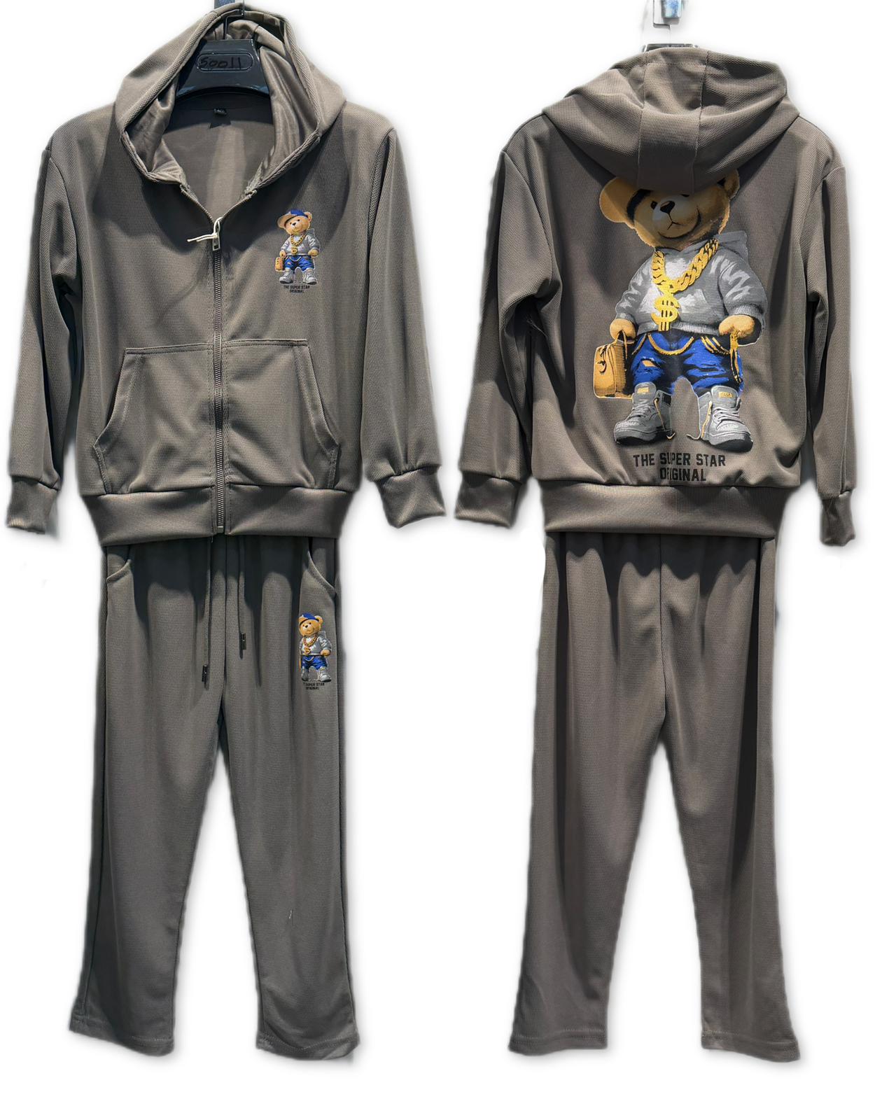Ensemble garçon jogging imprimé – Veste zippée capuche + pantalon –  Lot de 6 Pièces (Tailles 4 à 14 ans)