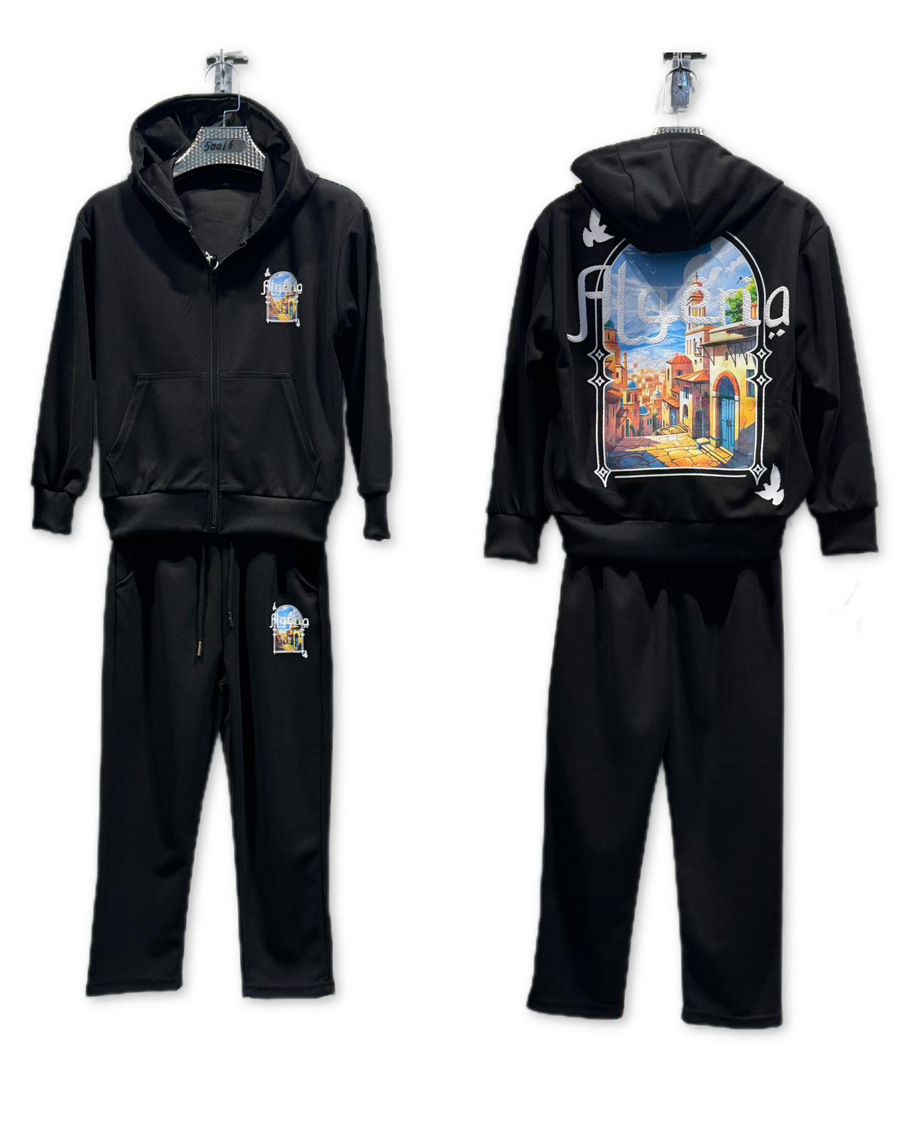 Ensemble jogging enfant zip imprimé / Lot de 6 Pièces (Tailles 4 à 14 ans)