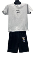 Ensemble Enfant Garçon T-shirt Imprimé Ourson Dos & Short Assorti – Style Streetwear – Lot de 6 Pièces (Tailles 4 à 14 ans)