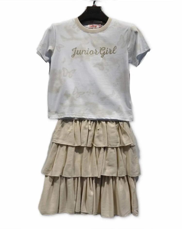 Ensemble fille t-shirt et jupe à volants