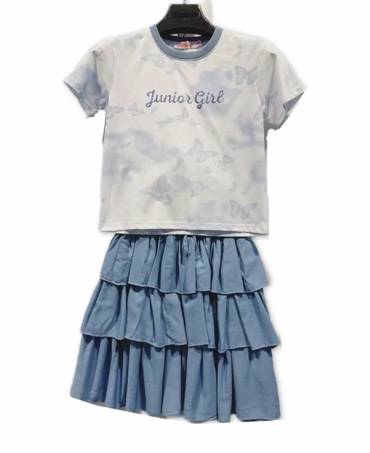 Ensemble fille t-shirt et jupe à volants