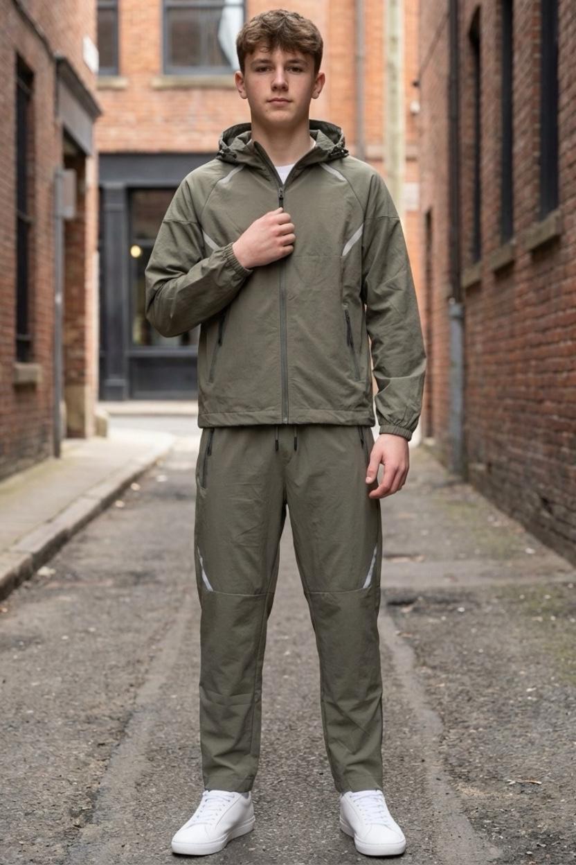 Ensemble garçon sport coupe-vent – Veste zippée capuche + pantalon –  Lot de 6 Pièces (Tailles 4 à 14 ans)