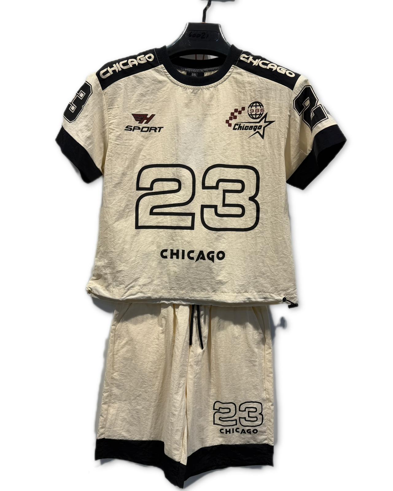 Ensemble garçon t-shirt imprimé Chicago 23 et short assorti –  Lot de 5 Pièces (Tailles 6 à 14 ans)