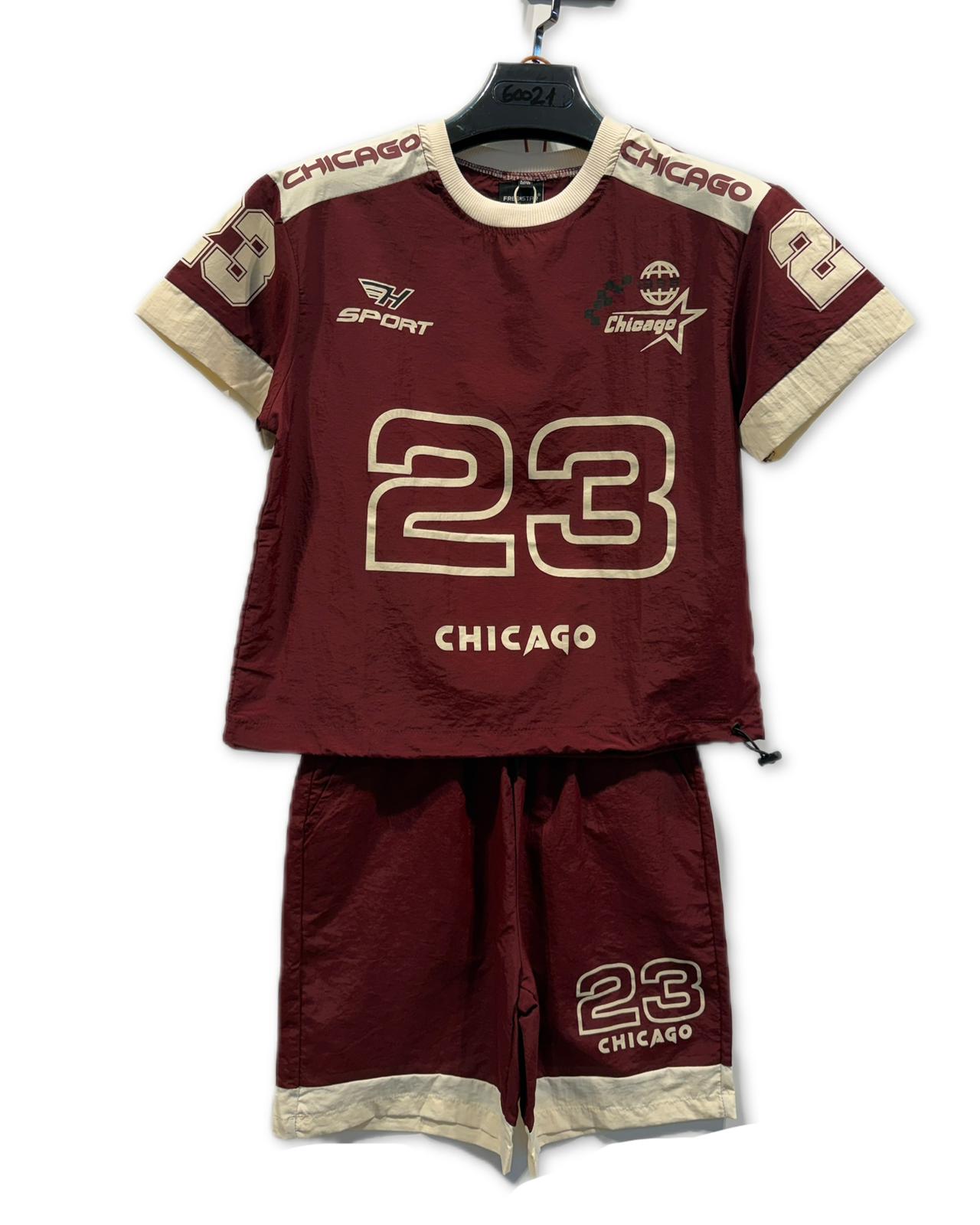 Ensemble garçon t-shirt imprimé Chicago 23 et short assorti –  Lot de 5 Pièces (Tailles 6 à 14 ans)