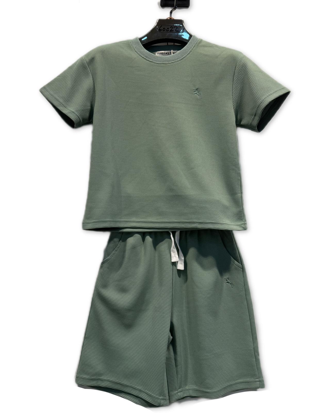 Ensemble garçon t-shirt et short beige –  Lot de 6 Pièces (Tailles 4 à 14 ans)