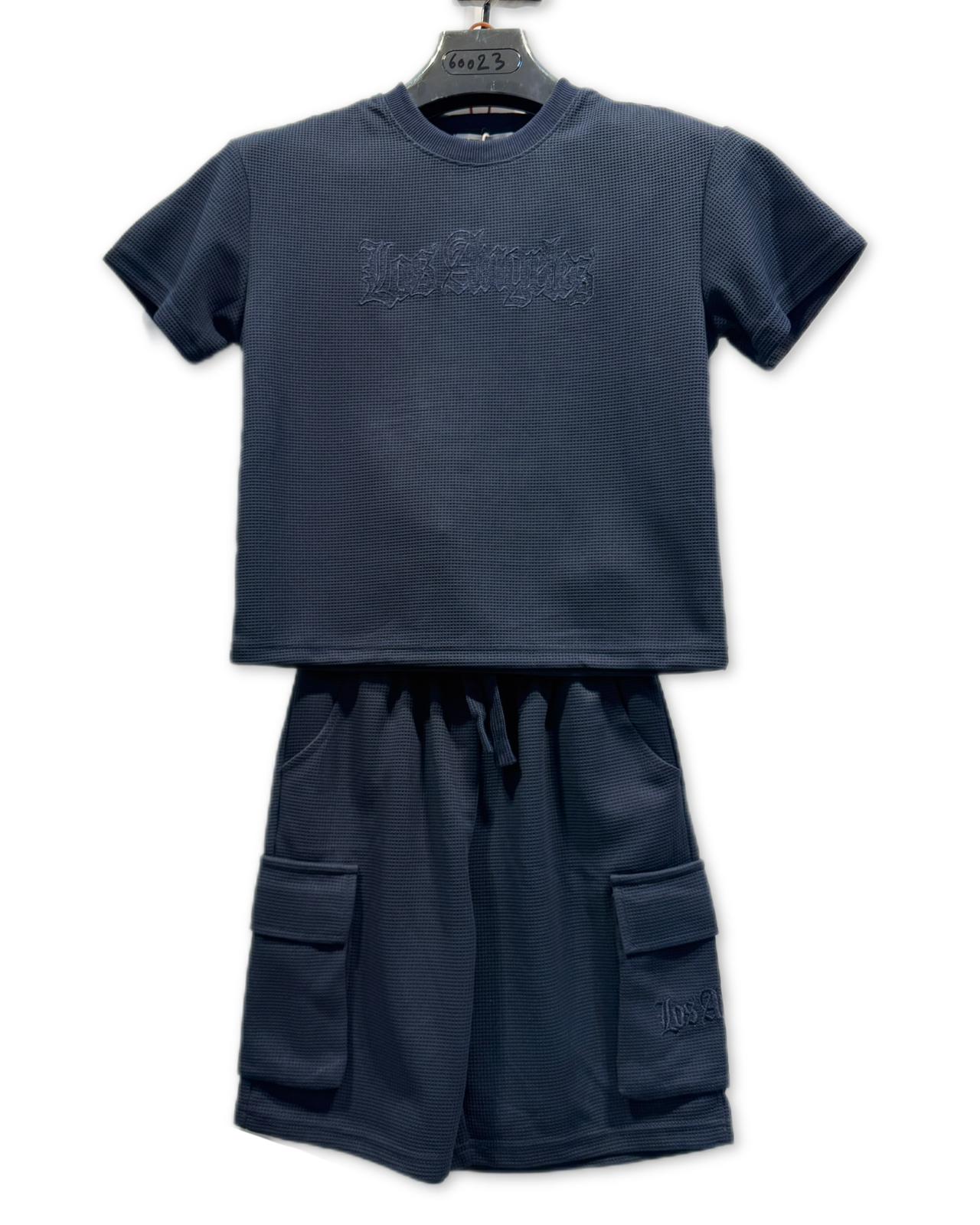 Ensemble garçon t-shirt et short cargo texturé –  Lot de 6 Pièces (Tailles 4 à 14 ans)