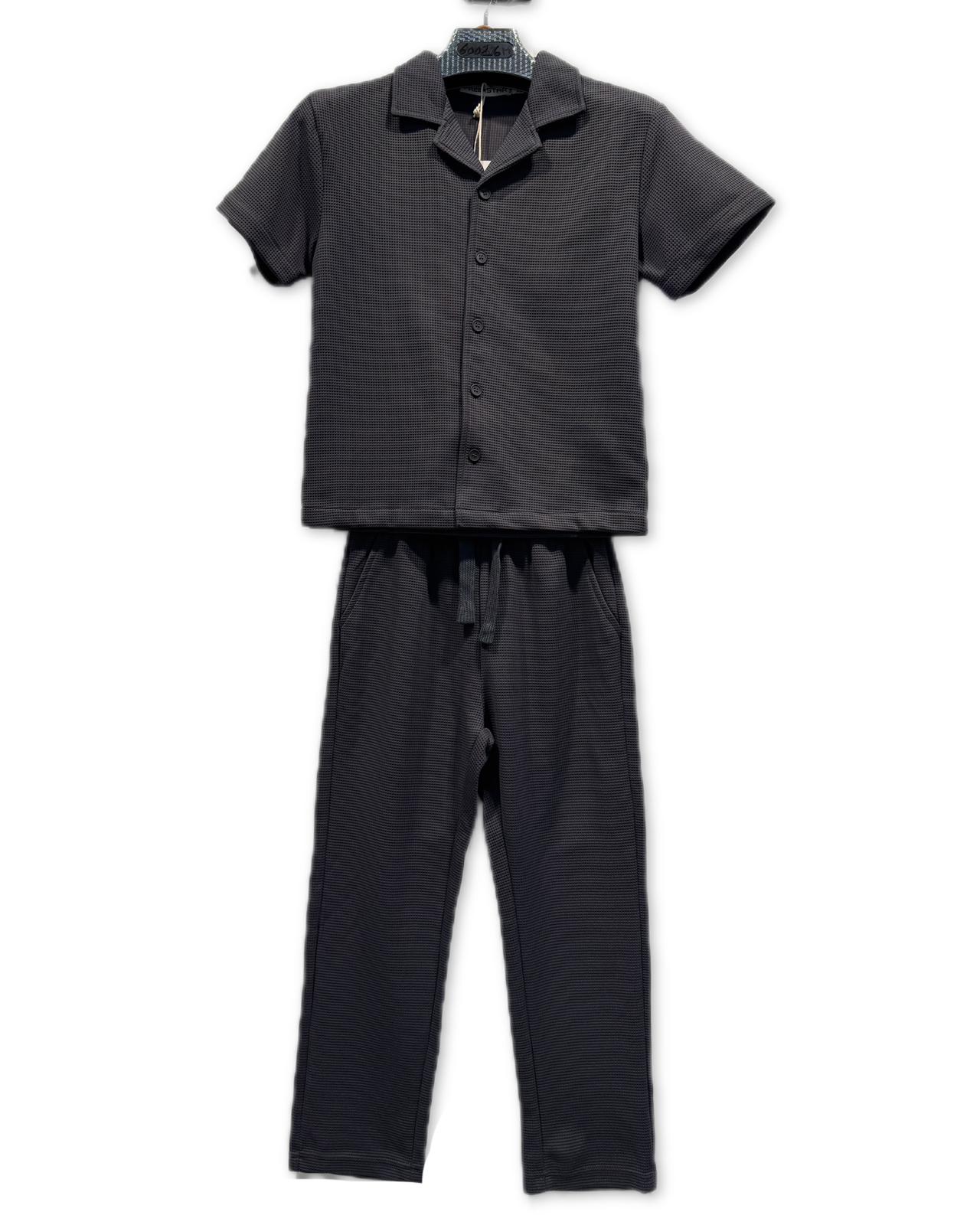 Ensemble garçon chemise manches courtes et pantalon texturé –  Lot de 6 Pièces (Tailles 4 à 14 ans)