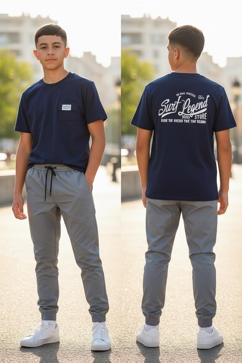 Pantalon garçon avec taille élastique et cordon – Lot de 6 Pièces (Tailles 4 à 14 ans)