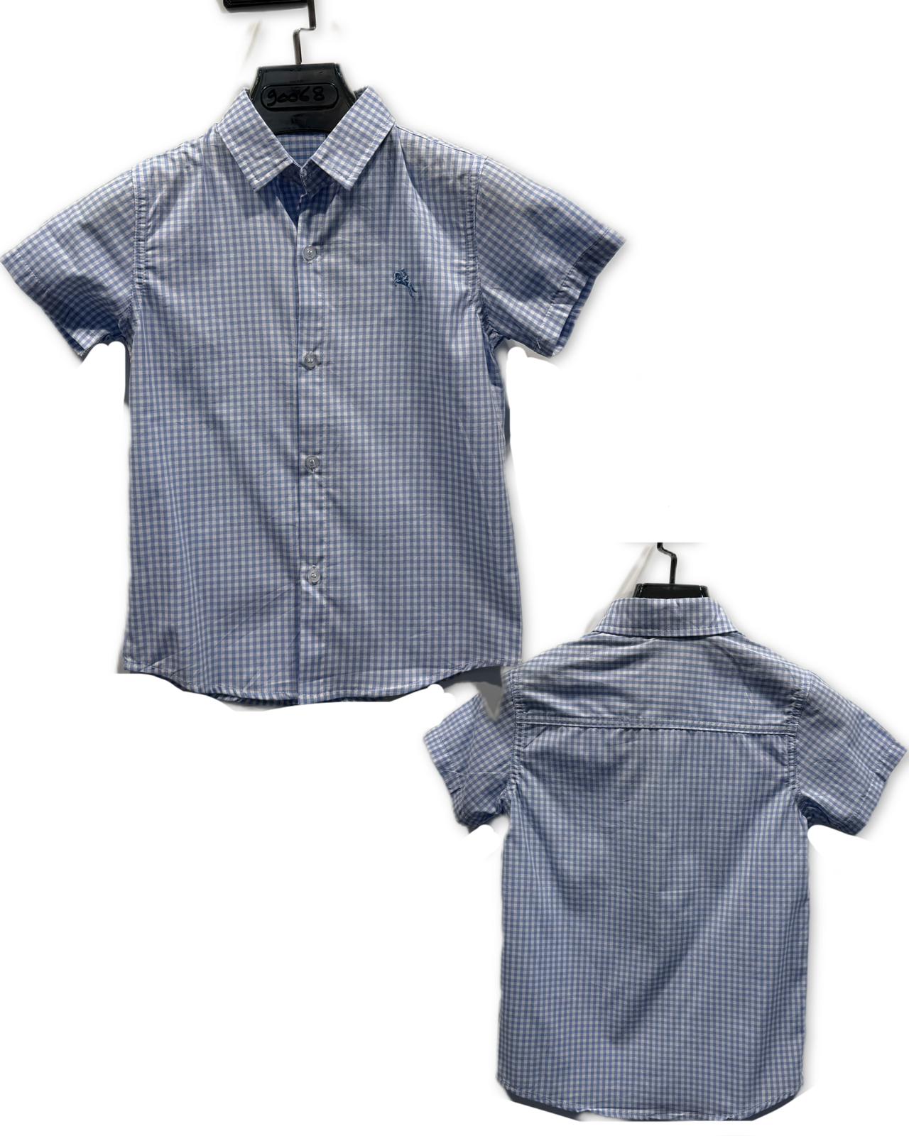 Chemise garçon manches courtes à carreaux avec col classique – Lot de 6 Pièces (Tailles 4 à 14 ans)