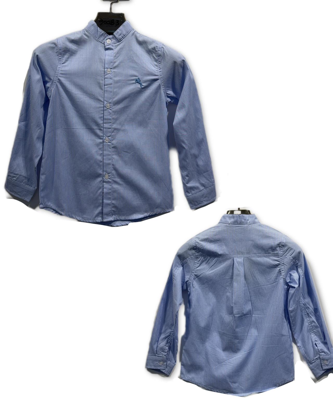 Chemise garçon manches longues à rayures avec col officier – Lot de 6 Pièces (Tailles 4 à 14 ans)