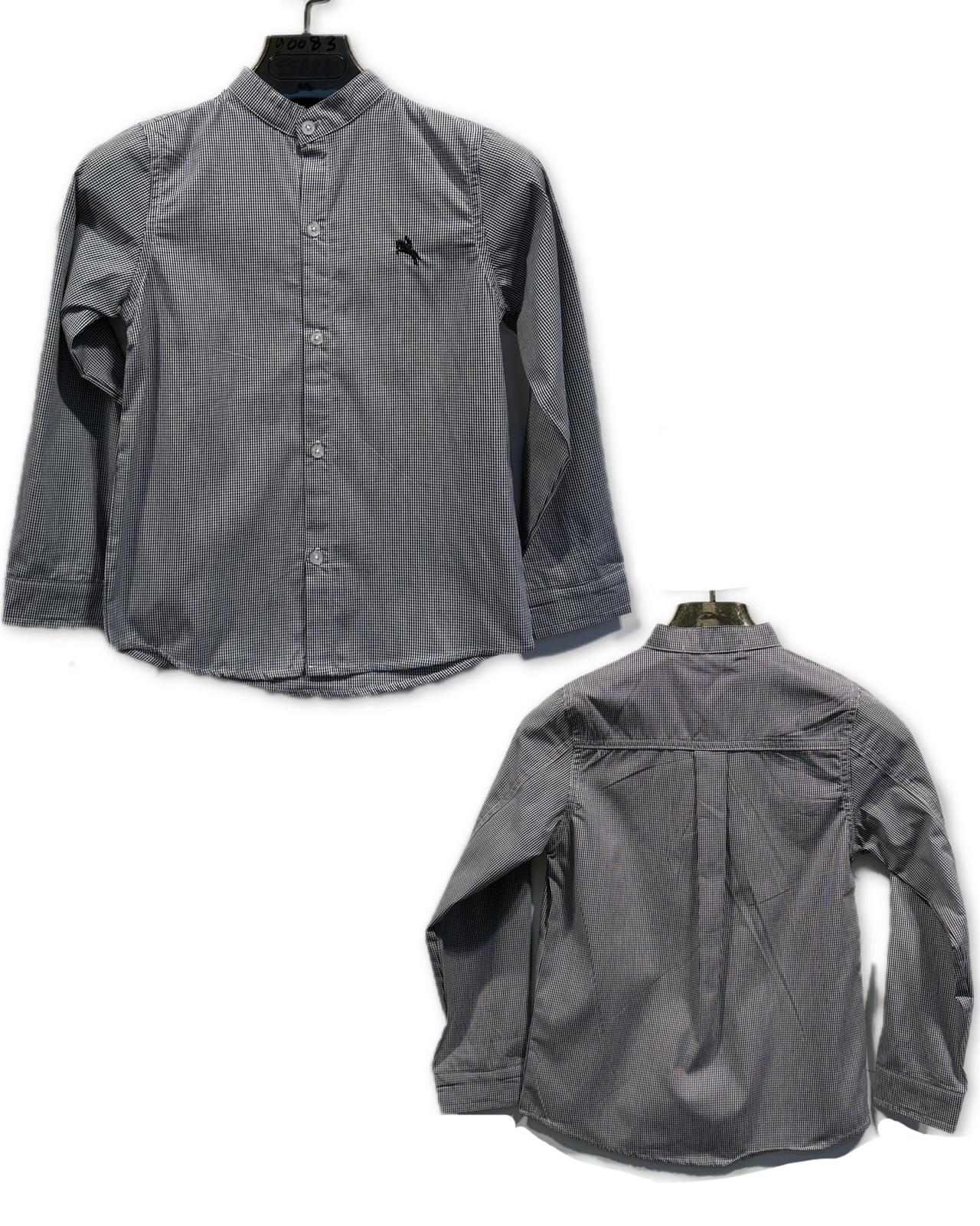 Chemise garçon manches longues à rayures avec col officier – Lot de 6 Pièces (Tailles 4 à 14 ans)