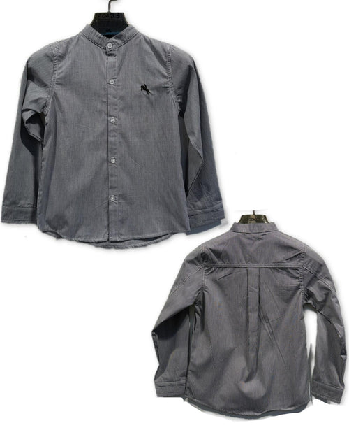 Chemise garçon manches longues à rayures avec col officier – Lot de 6 Pièces (Tailles 4 à 14 ans)