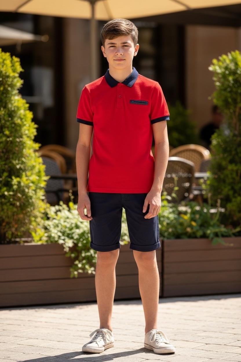 Polo garçon avec col contrasté et détail poitrine – Lot de 6 Pièces (Tailles 4 à 14 ans)