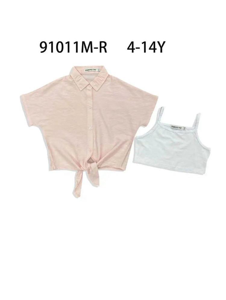 Ensemble fille 2 pièces avec chemise nouée et legging – Lot de 6 Pièces (Tailles 4 à 14 ans)
