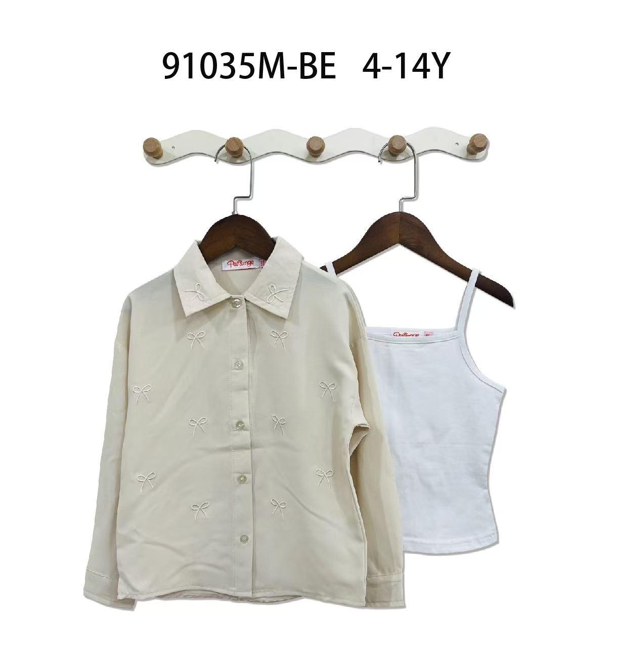 Chemise fille manches longues avec broderies –  Lot de 6 Pièces (Tailles 4 à 14 ans)