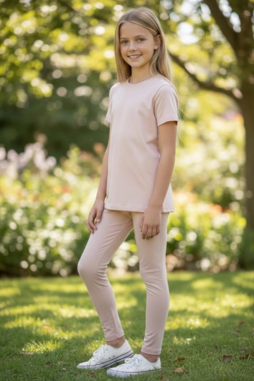 Legging fille uni – Taille élastique –  Lot de 6 Pièces (Tailles 4 à 14 ans)
